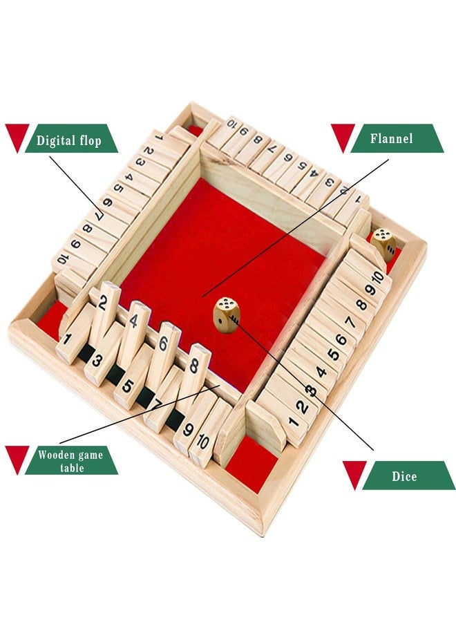 دي سي-بيوتيفُل لعبة النرد DC-BEAUTIFUL Shut The Box، لعبة لوحية كلاسيكية للبالغين من 2 إلى 4 لاعبين، لعبة خشبية توضع على الطاولة مع نرد وتعليمات، لعبة استراتيجية رياضية لحفلة عيد الميلاد (أحمر) - Image 3